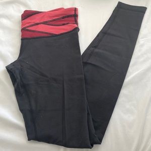 Lululemon long black leggings with reversible waist band